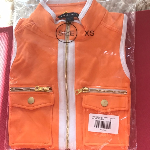 Orange/coral “bird of paradise color”Sleeveless chic zip tank NWT IN PACKAGE - Picture 3 of 16